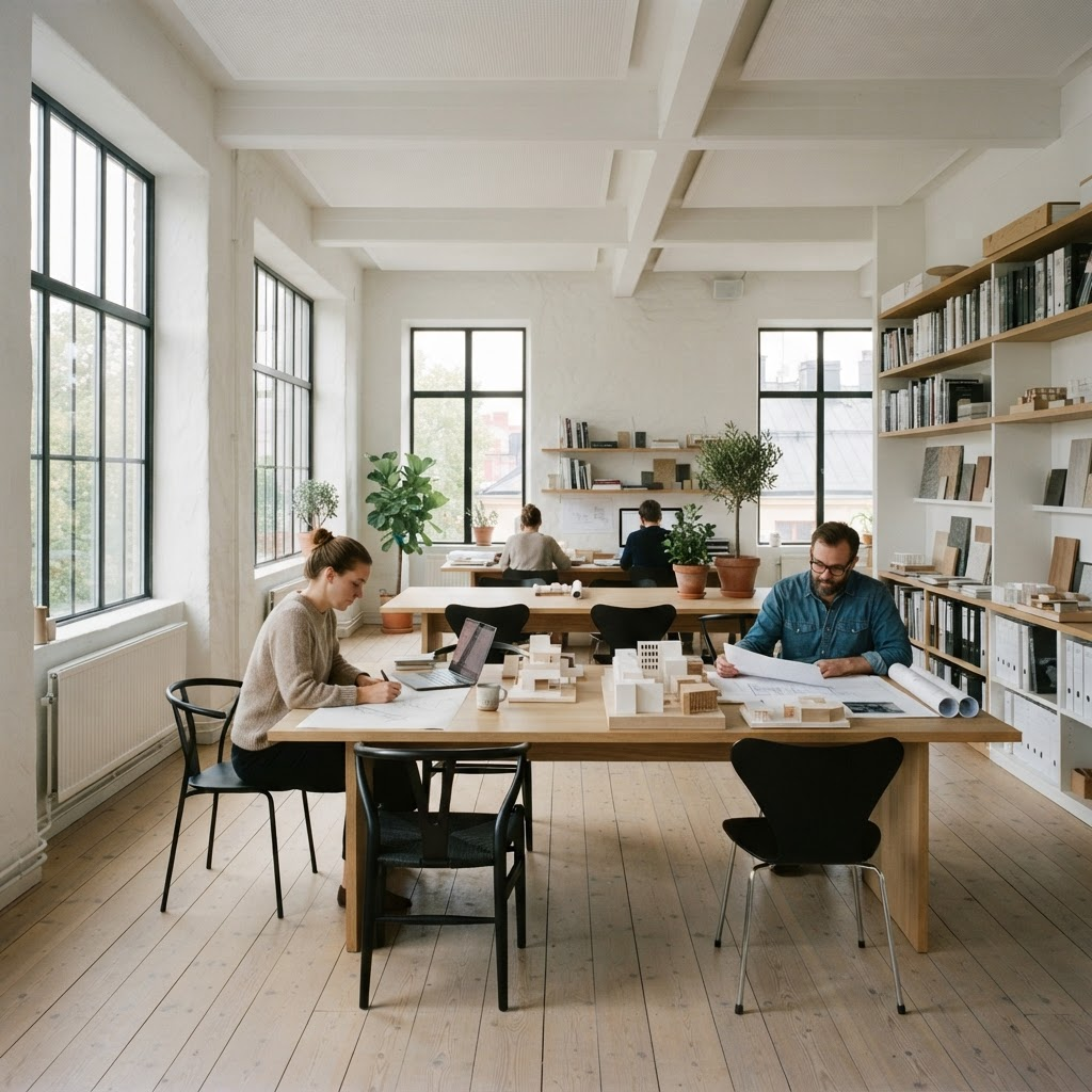 A minimalist studio interior